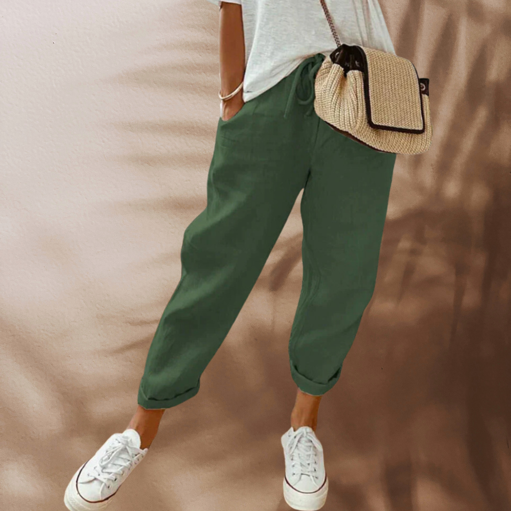 Jimena | Pantalón de lino con cintura elástica y corte relajado