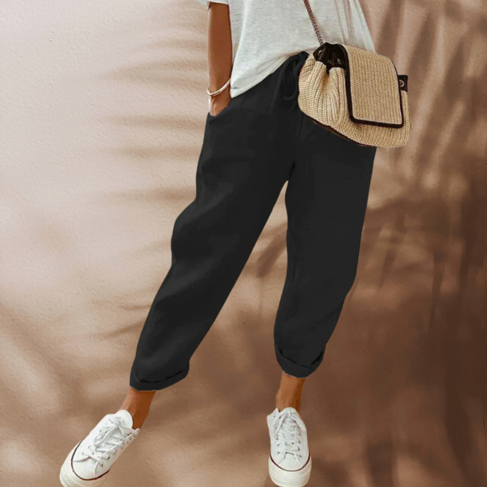Jimena | Pantalón de lino con cintura elástica y corte relajado