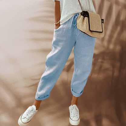 Jimena | Pantalón de lino con cintura elástica y corte relajado