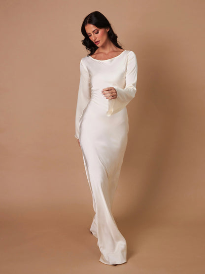 Aitana | Fließendes Maxikleid für Damen mit langen Ärmeln  