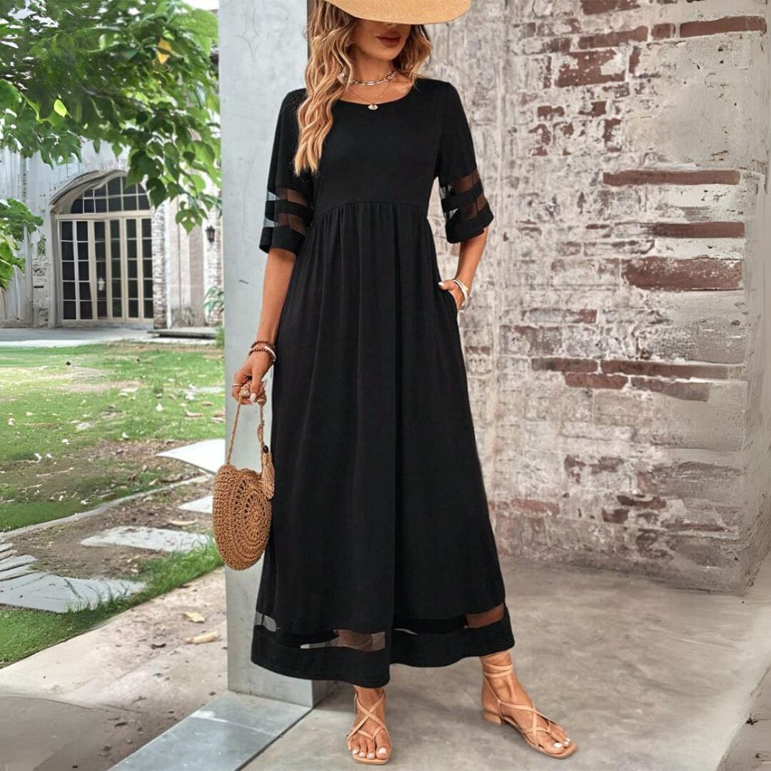 Zoraya | Elegantes Maxikleid für Damen mit kurzen Ärmeln  