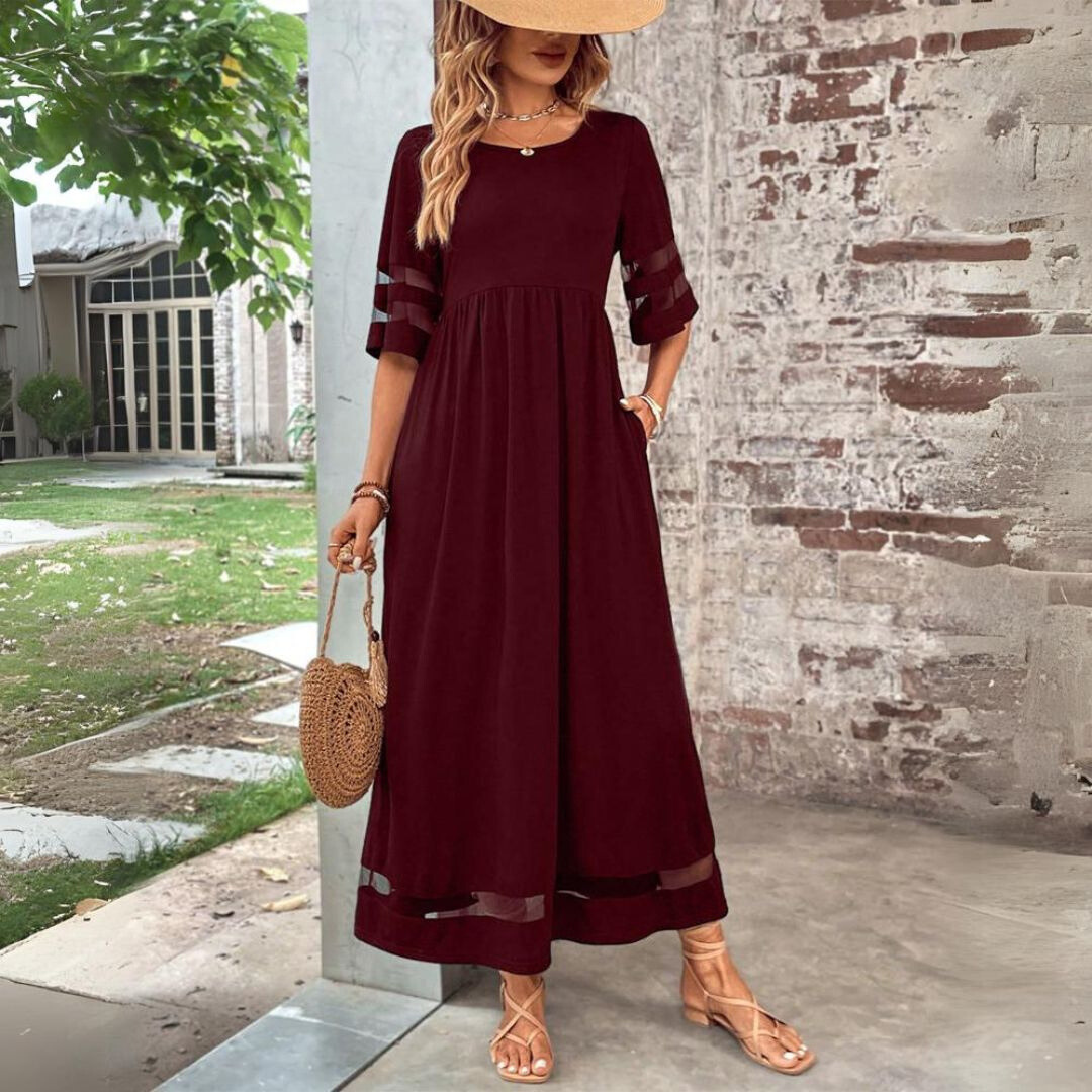 Zoraya | Elegantes Maxikleid für Damen mit kurzen Ärmeln  