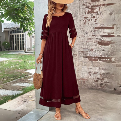 Zoraya | Elegantes Maxikleid für Damen mit kurzen Ärmeln  