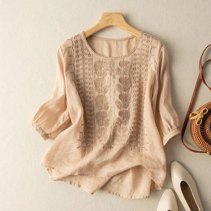 Zorione | Chic Summer Blouse with Embroidery for Women