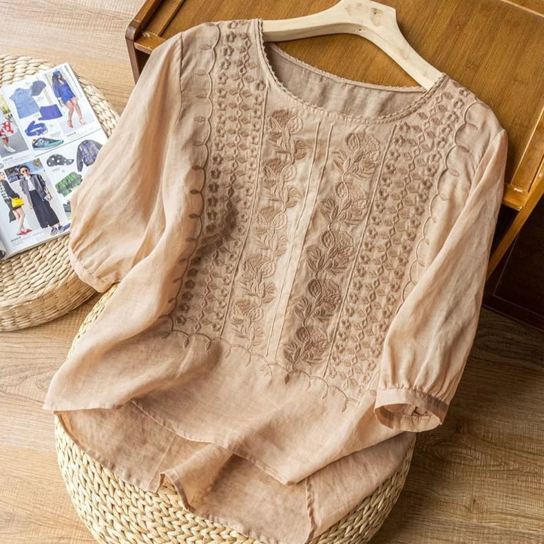 Zorione | Chic Summer Blouse with Embroidery for Women