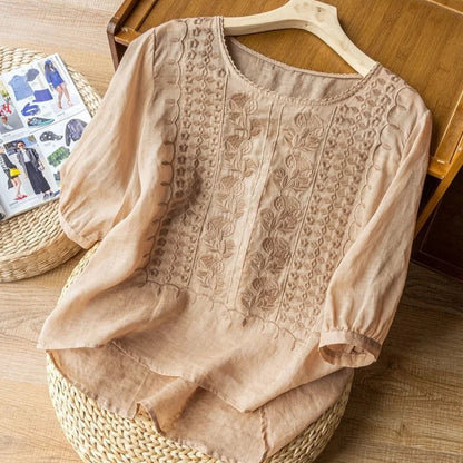 Zorione | Chic Summer Blouse with Embroidery for Women