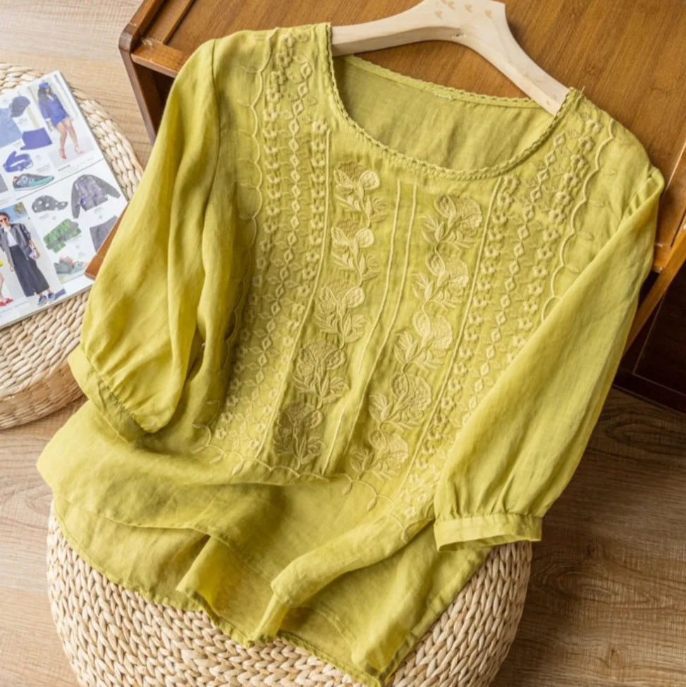 Zorione | Chic Summer Blouse with Embroidery for Women