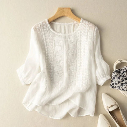 Zorione | Chic Summer Blouse with Embroidery for Women