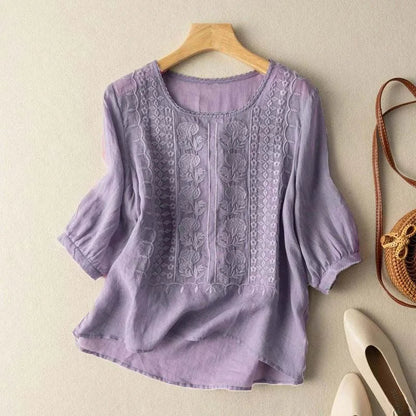 Zorione | Chic Summer Blouse with Embroidery for Women