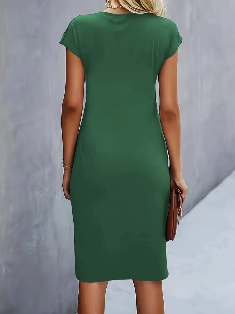 Kenia | Eng anliegendes Midikleid mit kurzen Ärmeln für Damen