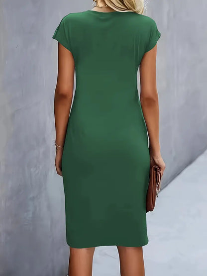 Kenia | Eng anliegendes Midikleid mit kurzen Ärmeln für Damen