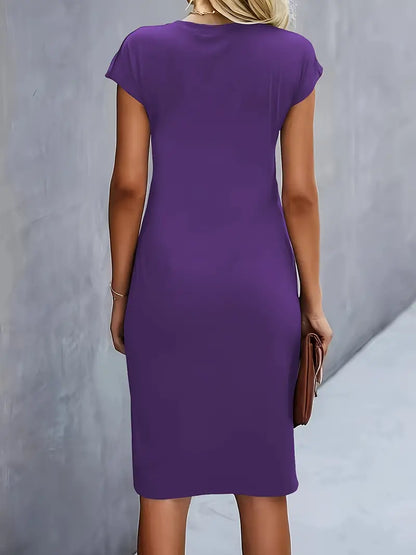 Kenia | Eng anliegendes Midikleid mit kurzen Ärmeln für Damen
