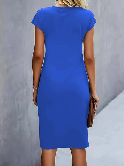 Kenia | Eng anliegendes Midikleid mit kurzen Ärmeln für Damen