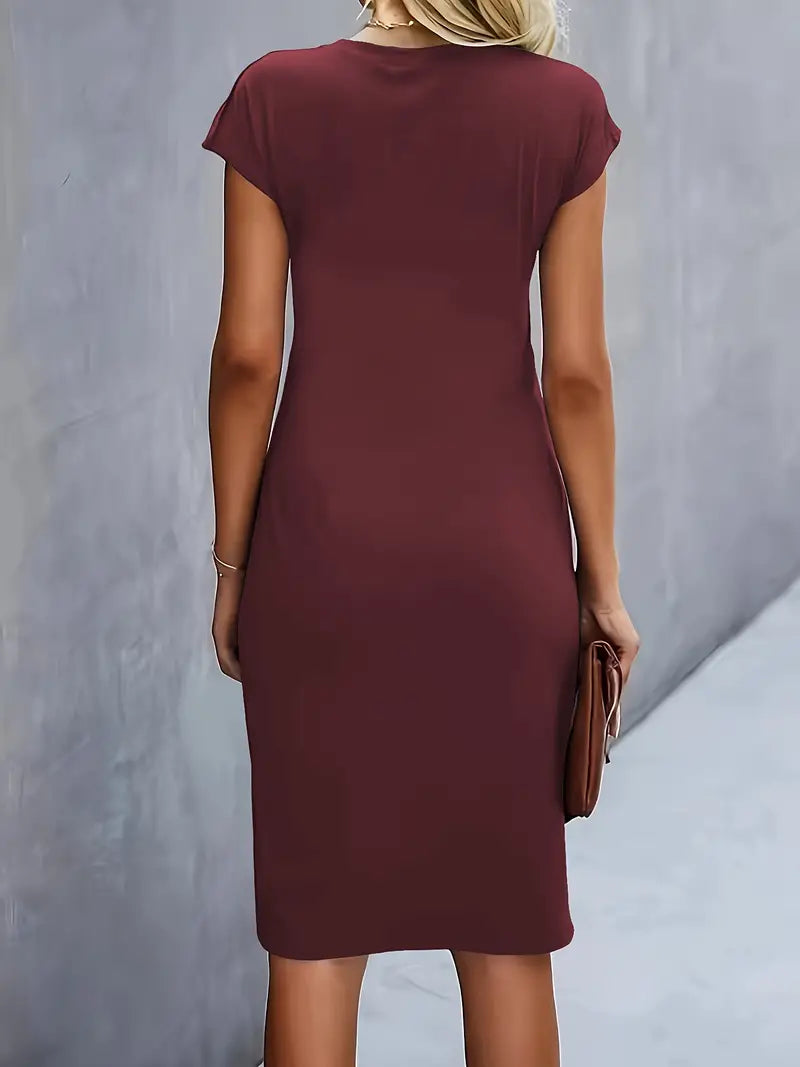 Kenia | Eng anliegendes Midikleid mit kurzen Ärmeln für Damen