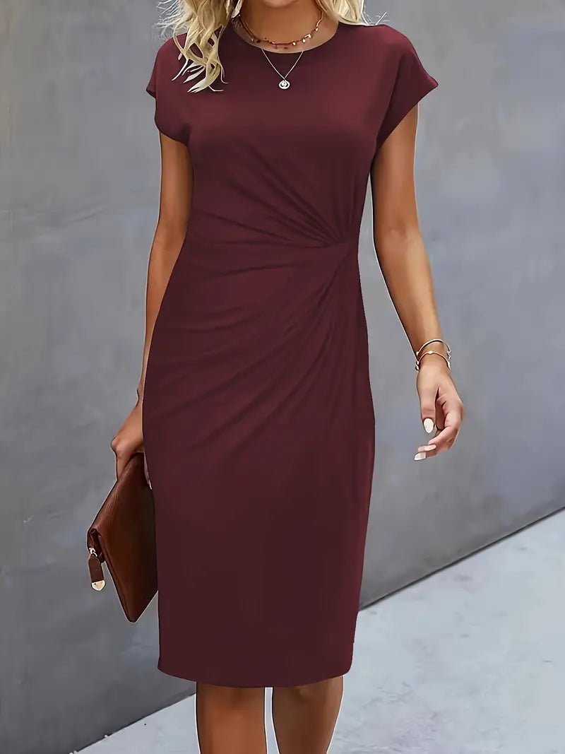Kenia | Eng anliegendes Midikleid mit kurzen Ärmeln für Damen