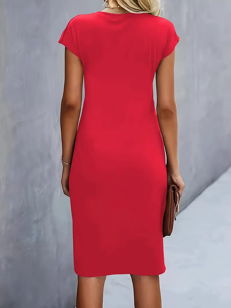 Kenia | Eng anliegendes Midikleid mit kurzen Ärmeln für Damen