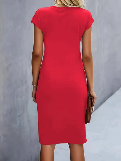 Kenia | Eng anliegendes Midikleid mit kurzen Ärmeln für Damen