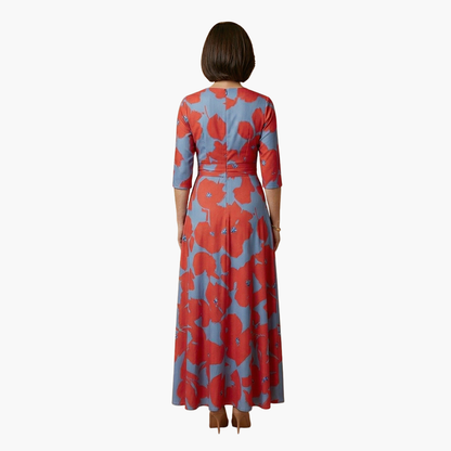 Silvia | Elegantes Blumenkleid für Damen mit V-Ausschnitt  