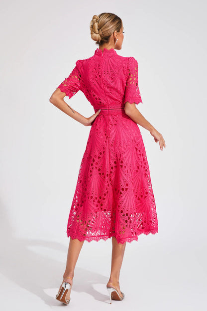Leoncia | Vestido midi elegante para mujer de encaje