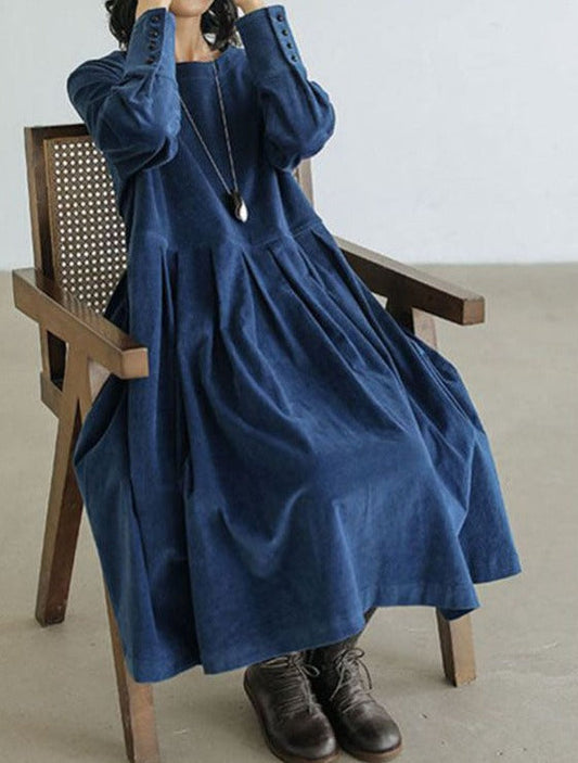 Zara | Vestido midi con manga larga diseño suelto con pliegues