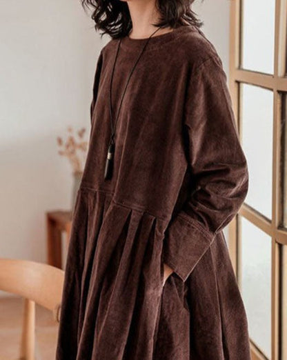 Zara | Robe midi à manches longues coupe ample et plissée