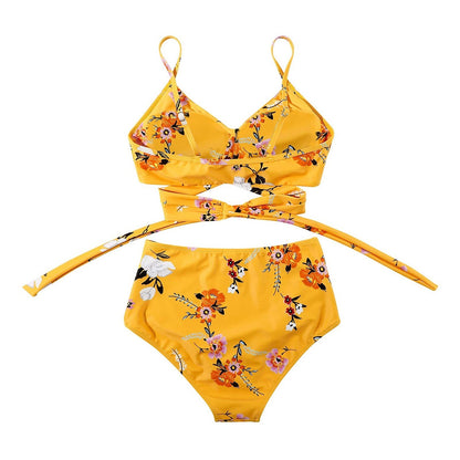 Rosalina | Bikini für Damen mit hohem Bund und Blumenmuster  