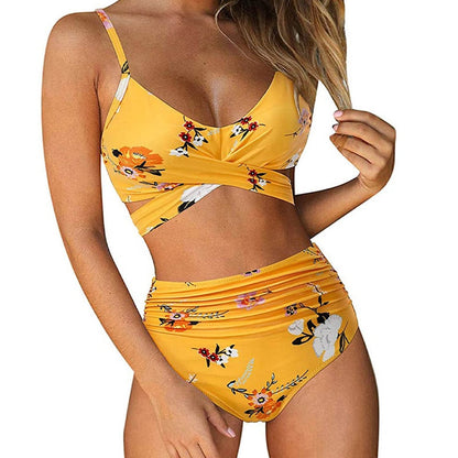 Rosalina | Bikini für Damen mit hohem Bund und Blumenmuster  
