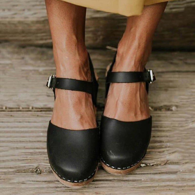 Sara | Sandalias ortopédicas con cuña y tira con hebilla