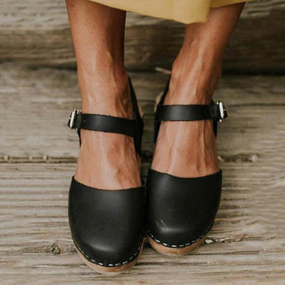 Sara | Sandalias ortopédicas con cuña y tira con hebilla