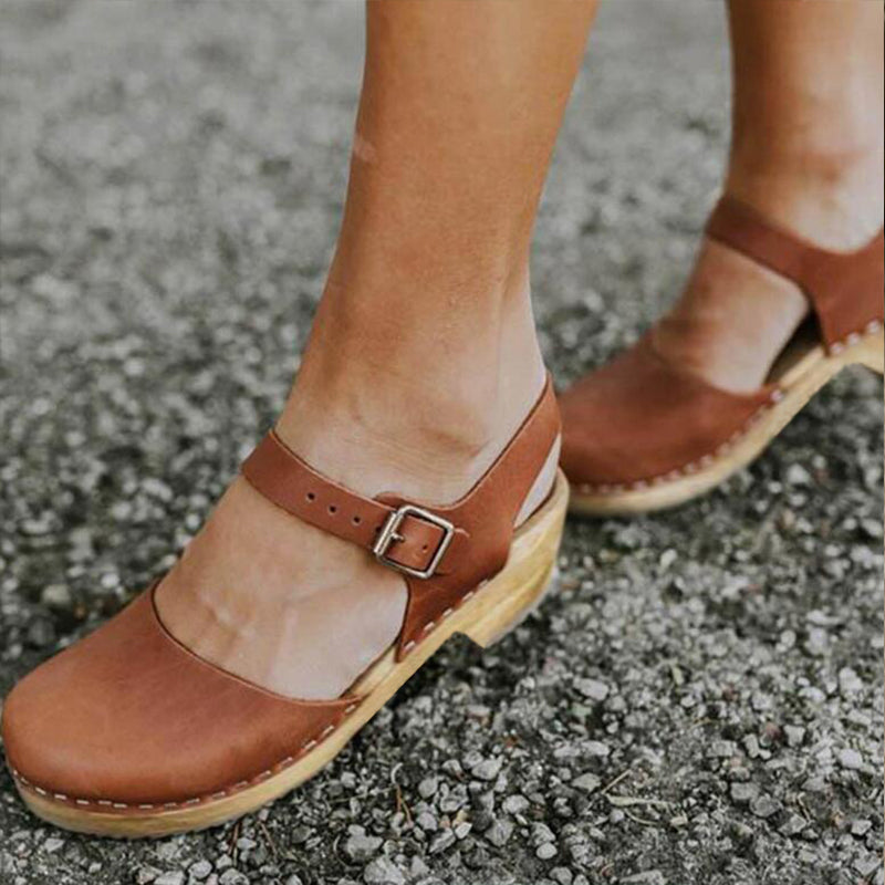 Sara | Sandalias ortopédicas con cuña y tira con hebilla