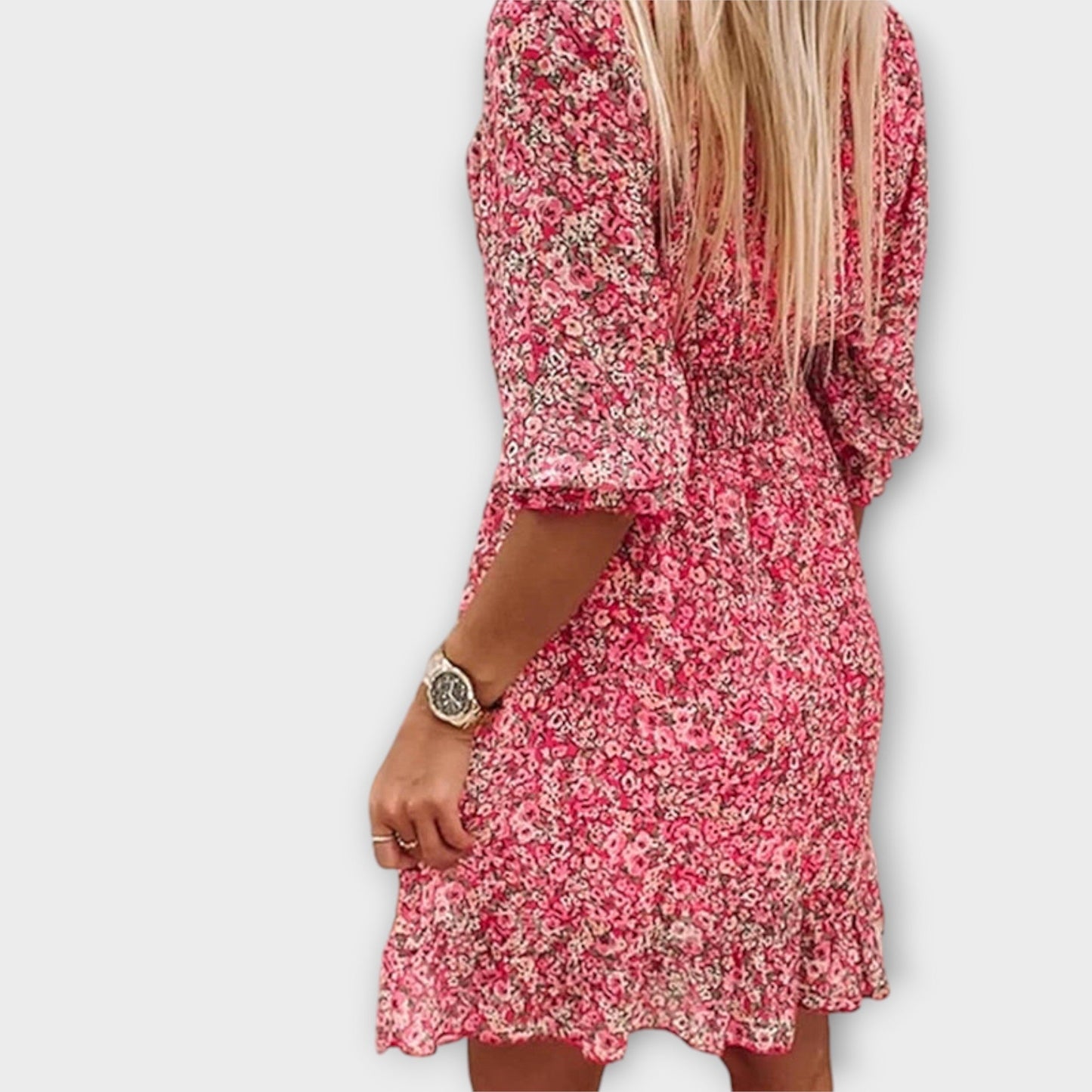 Amparo | Vestido mini para mujer con estampado floral y cuello en V
