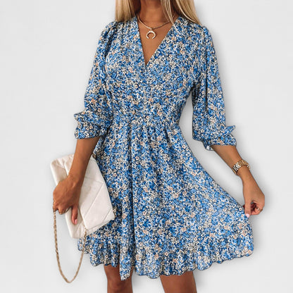 Amparo | Vestido mini para mujer con estampado floral y cuello en V