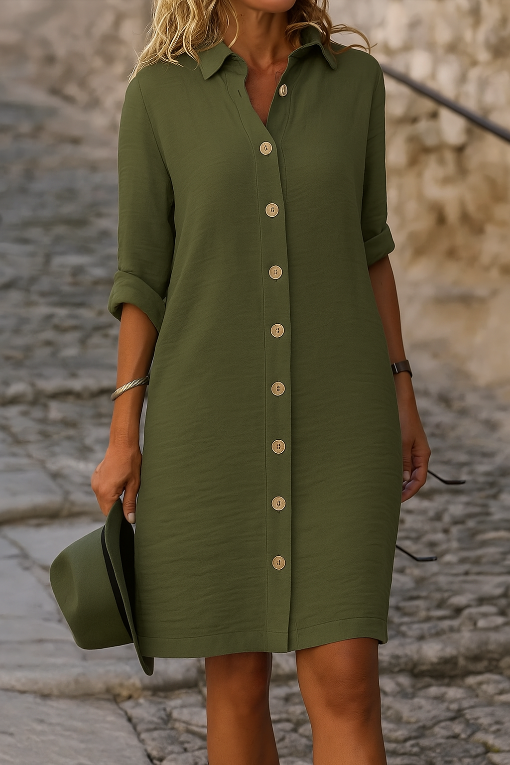 Jesusa | Elegantes Frühlingshemdkleid für Damen mit Knöpfen