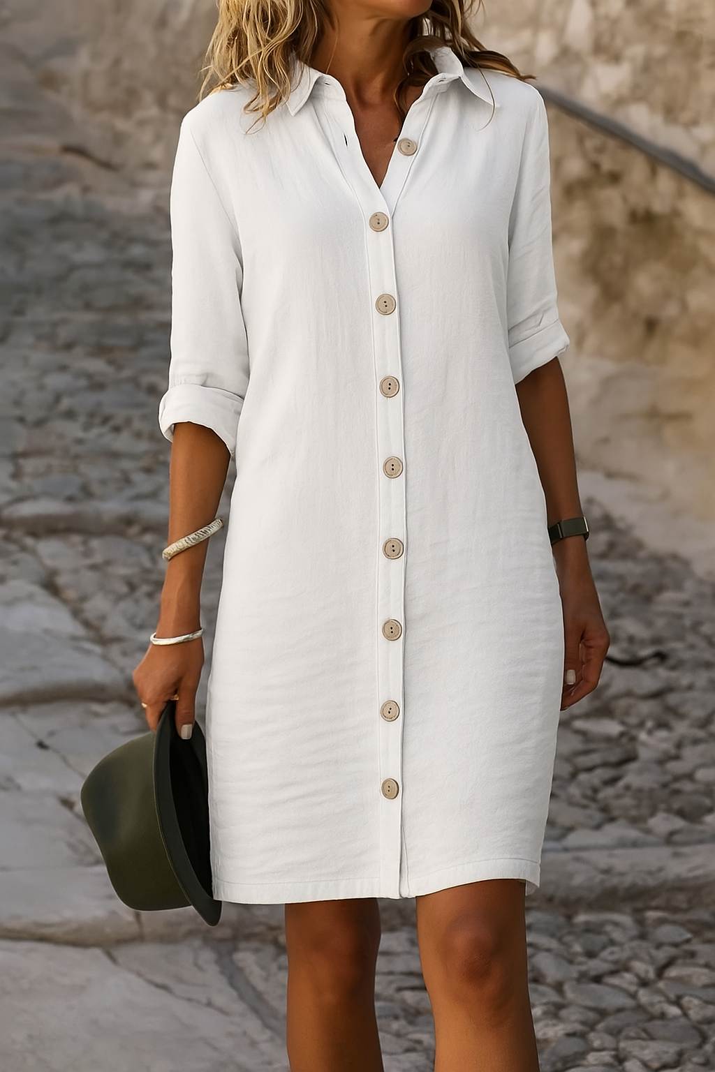 Jesusa | Elegantes Frühlingshemdkleid für Damen mit Knöpfen