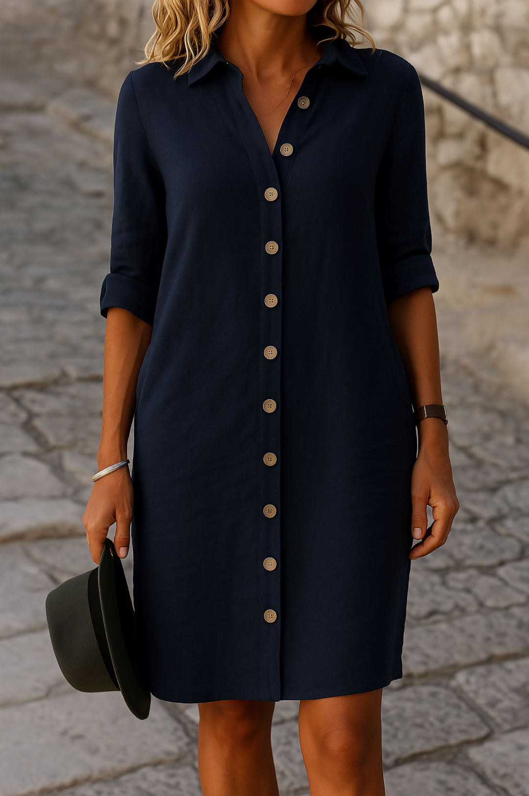 Jesusa | Elegantes Frühlingshemdkleid für Damen mit Knöpfen