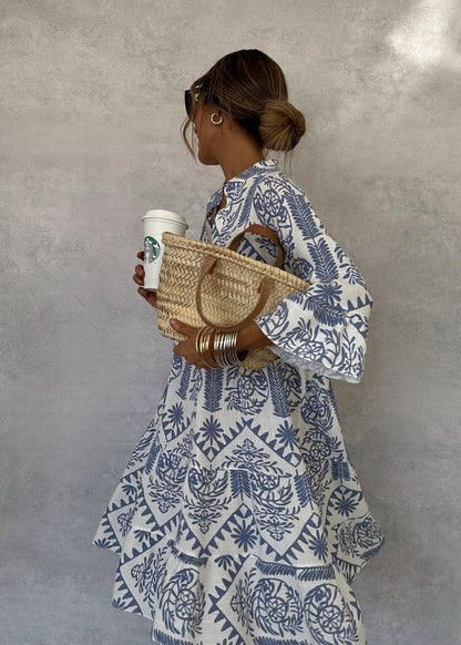 Victorina | Vestido estampado con manga amplia fluida