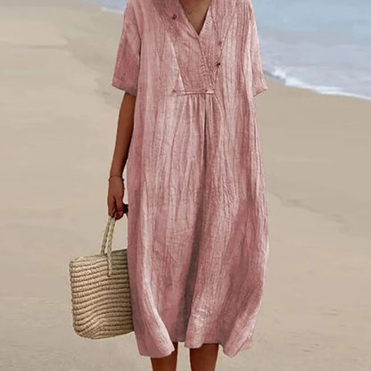 Evarista | Vestido Midi para Mujer de Corte Relajado con Mangas Cortas
