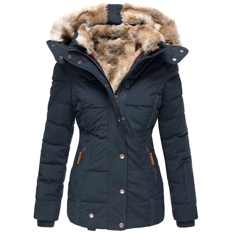 Lucía | Veste d'hiver femme avec capuche en fourrure
