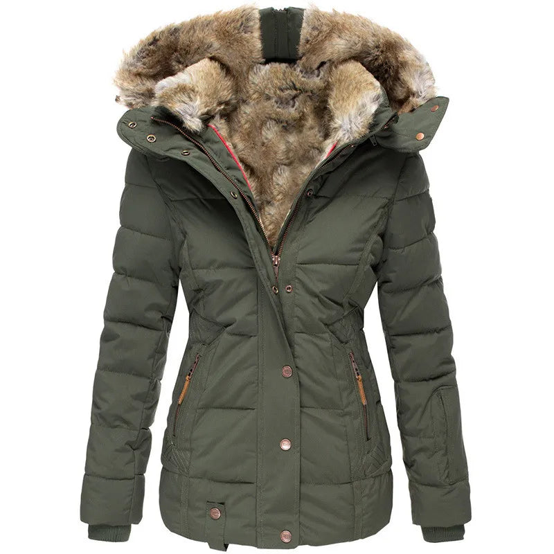 Lucía | Veste d'hiver femme avec capuche en fourrure