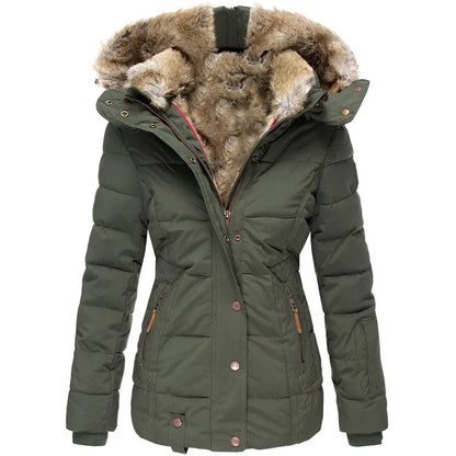 Lucía | Veste d'hiver femme avec capuche en fourrure