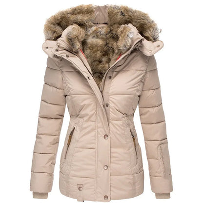 Lucía | Veste d'hiver femme avec capuche en fourrure