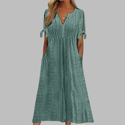 Belén | Elegant boho midi dress with V-neck and pockets