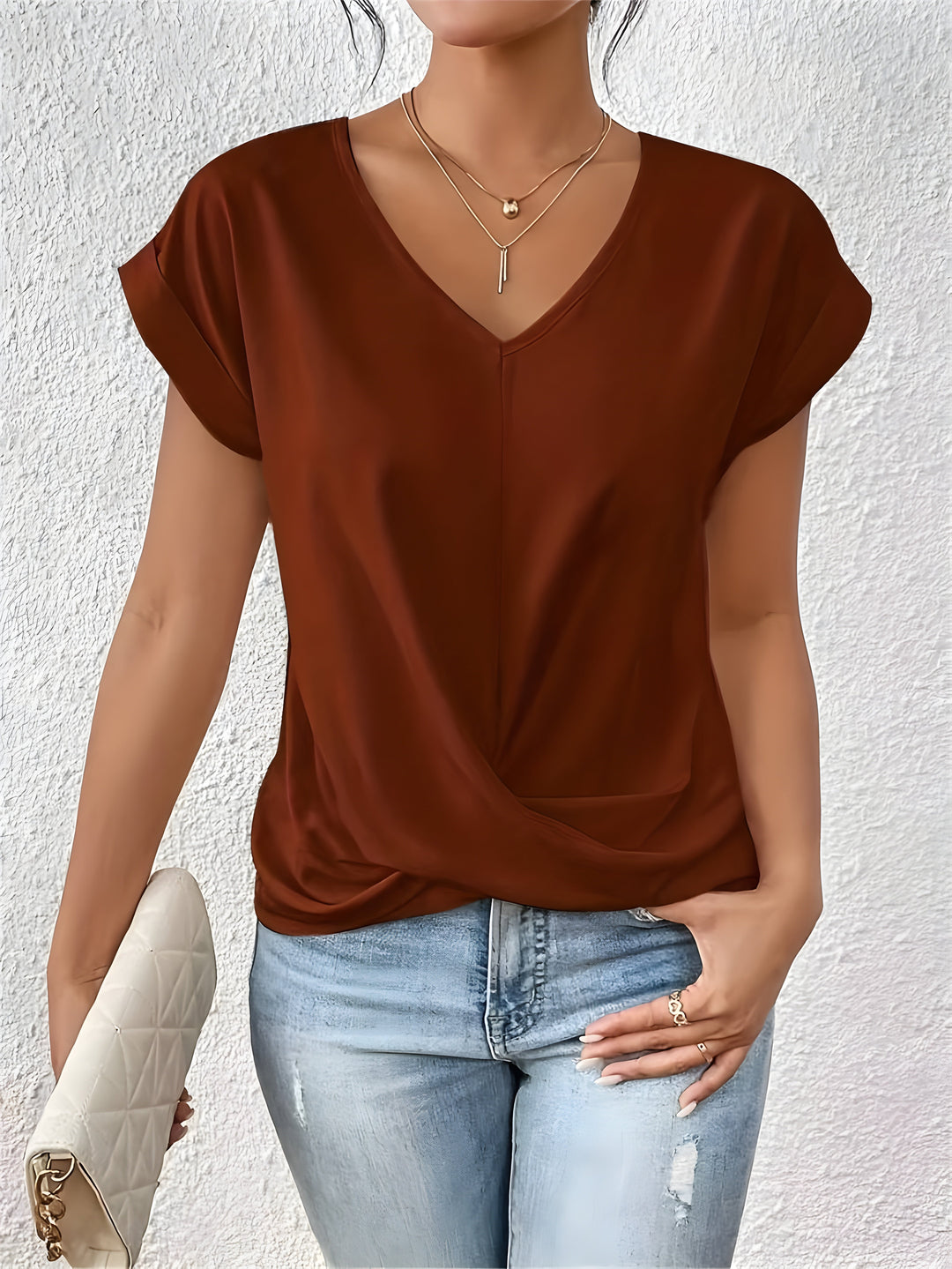 Rut | Damen-Top mit Knoten vorne und V-Ausschnitt