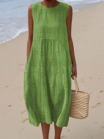 Orlena | Ärmelloses Maxi-Sommerkleid mit Stickereien
