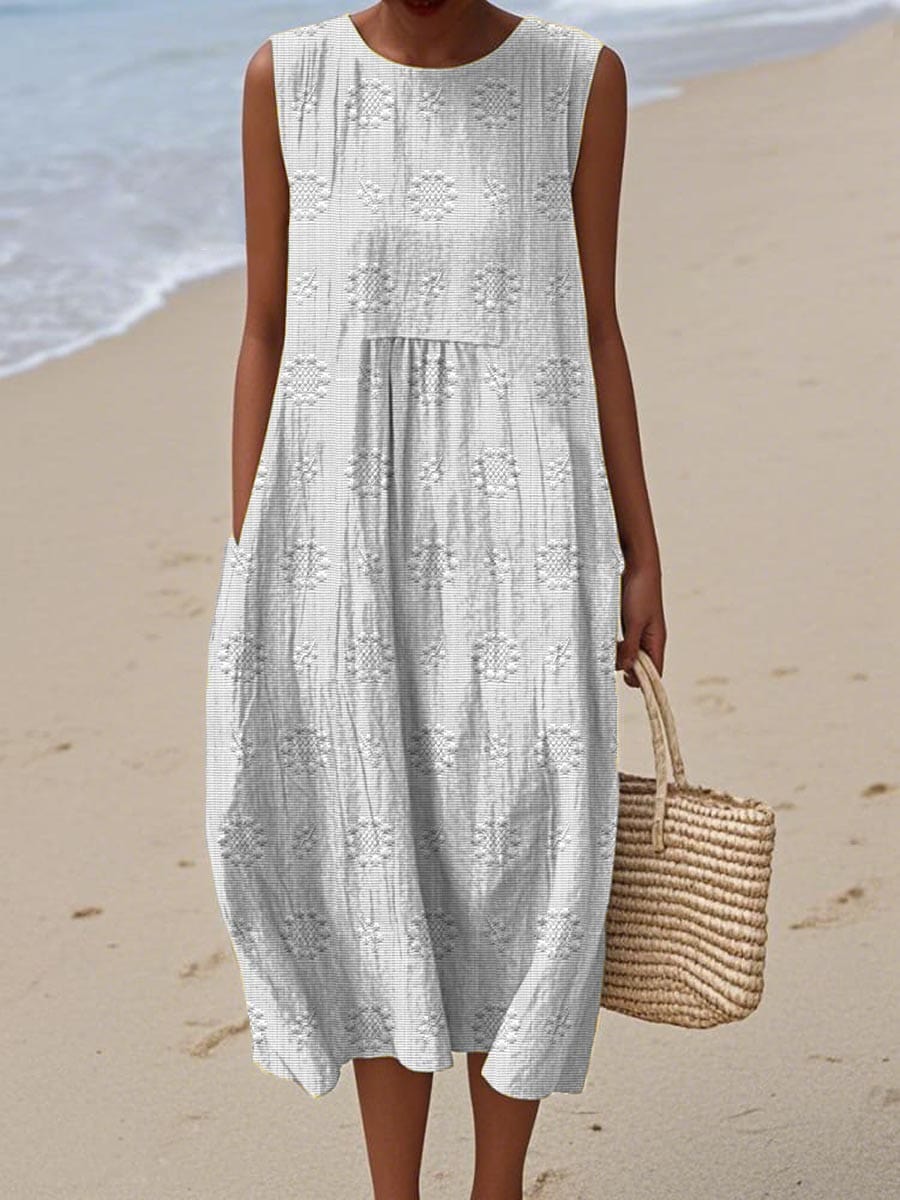 Orlena | Ärmelloses Maxi-Sommerkleid mit Stickereien