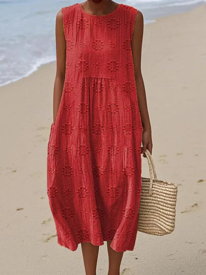 Orlena | Ärmelloses Maxi-Sommerkleid mit Stickereien
