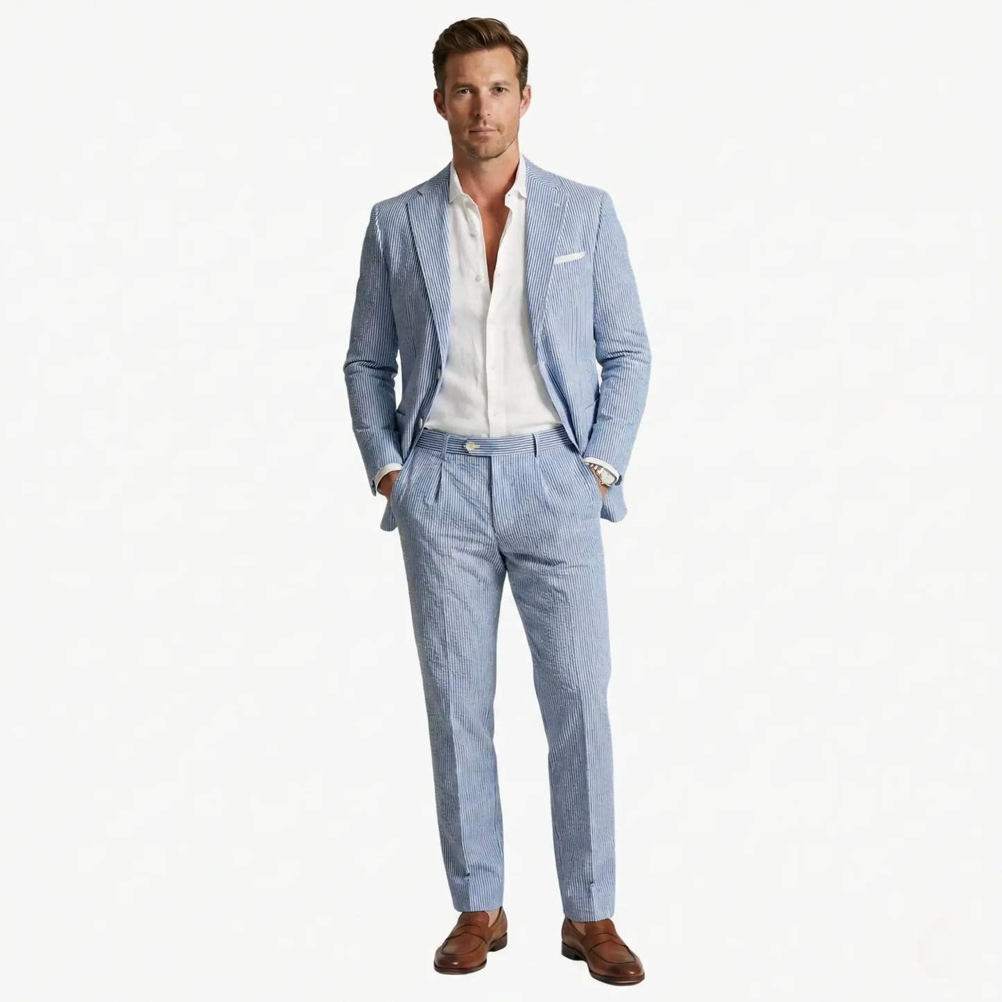 Fernando | Men's summer suit with thin stripes and two pieces