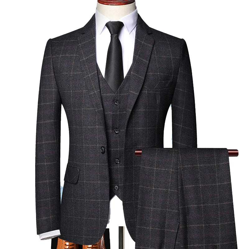 Damián | Costume trois pièces à fines carreaux pour homme, collection printemps