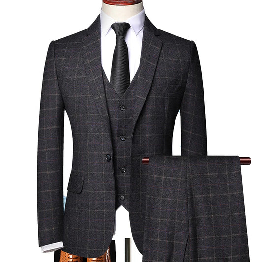 Damián | Men's Fine Check Three-Piece Spring Suit