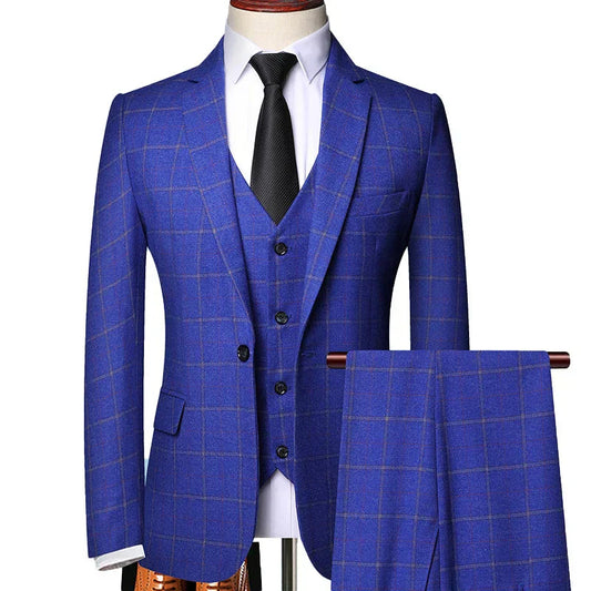 Damián | Men's Fine Check Three-Piece Spring Suit